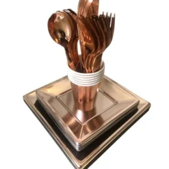 Badaboum Petite Assiette En Plastique Carr E Rose Gold Chrome 18Cm X 8 Pi Ces
