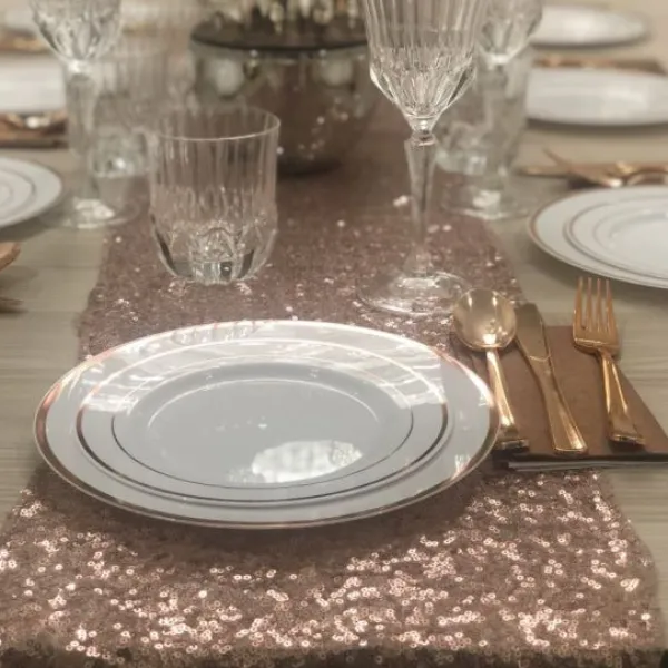 Badaboum Petite Assiette Plastique Ronde Liser Rose Gold X 10 Pi Ces