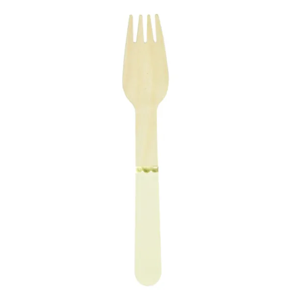 Sale Petites Fourchettes En Bois Jaune Pastel X 8 Pi Ces Theme Deco Pastel