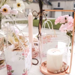 Badaboum Photophore Broom Verre Et M Tal Rose Gold 25X16 Cm