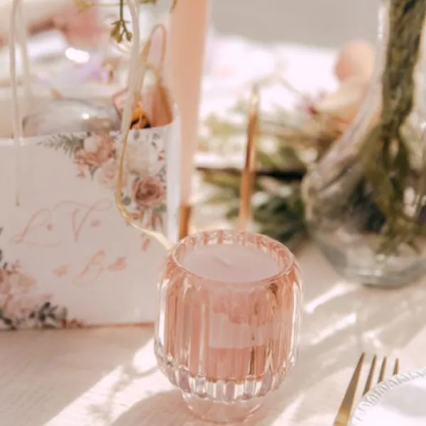 Badaboum Photophore Dili En Verre Rose Rainur