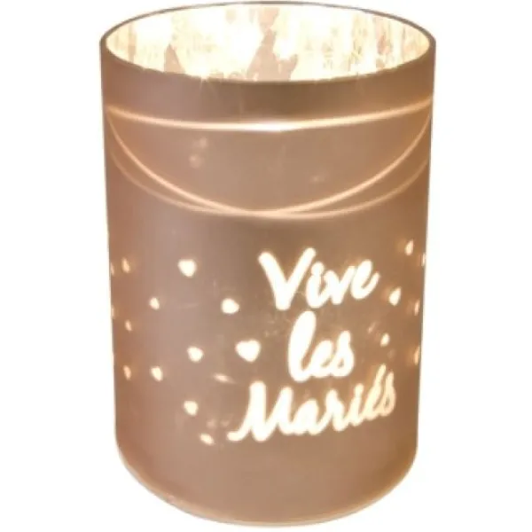 Badaboum Photophore Led Rose Gold Vive Les Mari S Avec Coeur