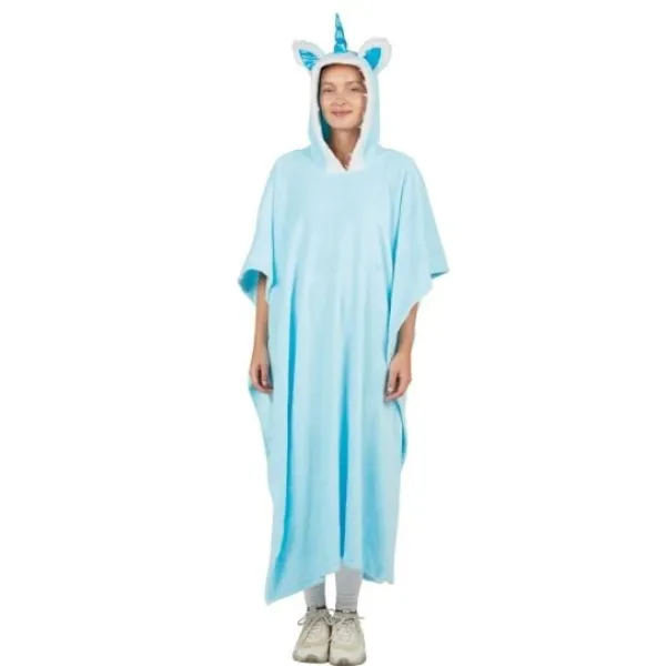 Poncho Licorne Bleu Ciel Taille Adulte Theme Licorne