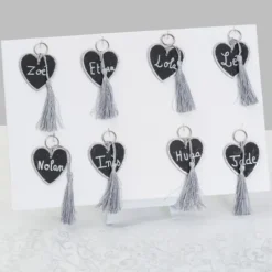 Badaboum Porte Cl Ardoise Coeur Argent X 6 Pi Ces