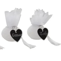 Badaboum Porte Cl Ardoise Coeur Blanc X 6 Pi Ces