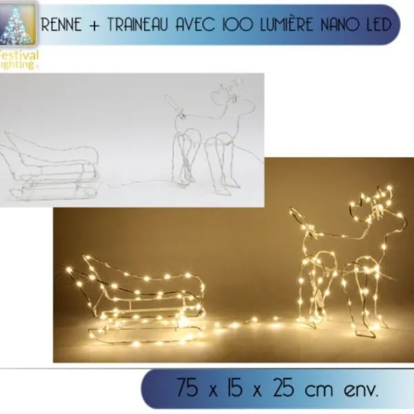 Badaboum Renne Lumineux 100 Nano Led Blanc Chaud Sale