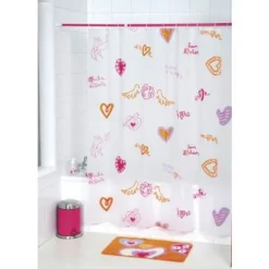 Badaboum Rideau De Douche Anges Coeur 180 X 180 Cm