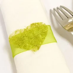 Badaboum Rond De Serviette Coeur En Abaca Vert Anis X 6 Pi Ces