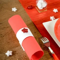 Badaboum Rond De Serviette Ecru En Carton X 6 Pi Ces Hot