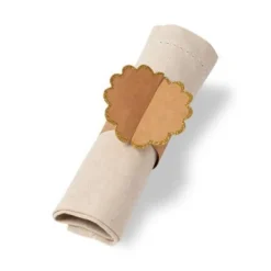 Badaboum Rond De Serviette Festonn Kraft Paillettes Or X 8 Pi Ces Sale