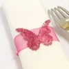 Badaboum Rond De Serviette Papillon En Abaca Fuchsia X 6 Pi Ces