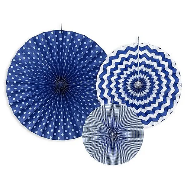 Badaboum Rosace Eventail En Papier Bleu Marine A Suspendre X 3 Pi Ces Clearance
