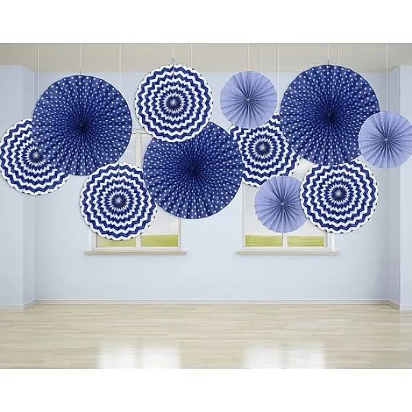 Badaboum Rosace Eventail En Papier Bleu Marine A Suspendre X 3 Pi Ces Clearance