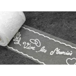 Badaboum Rouleau De Tulle Floqu Vive Les Mari S Blanc