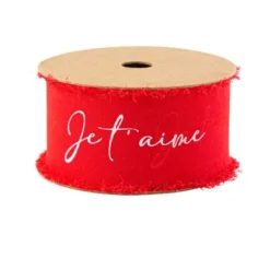 Badaboum Ruban Effiloch Mousseline Je T'Aime Rouge Et Blanc