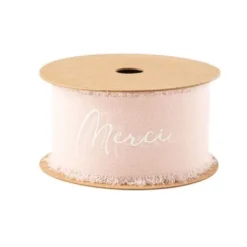 Badaboum Ruban Effiloch Mousseline Merci Blush Et Or