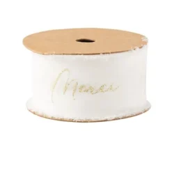 Badaboum Ruban Effiloch Mousseline Merci Blanc Et Or