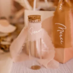 Badaboum Ruban Effiloch Mousseline Amour Blanc Et Blush