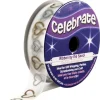 Badaboum Ruban En Bobine Organza Blanc Imprim Coeur Or Et Argent