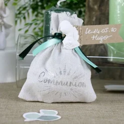 Clearance Sac A Dragees Coton Communion Argent X 4 Pi Ces Theme Communion