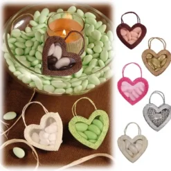 Badaboum Sacs Drag Es Coeur En Paille Et Organza X 5 Pi Ces