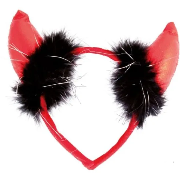 Badaboum Serre-T Te Cornes De Diable Avec Plumes Rouge Et Noir