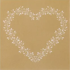 Badaboum Serviette En Papier Airlaid Liser Coeur Or
