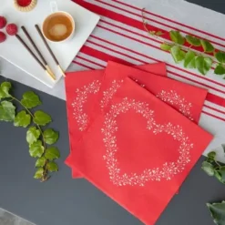 Badaboum Serviette En Papier Airlaid Liser Coeur Rouge