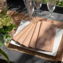Badaboum Serviette En Papier Airlaid Pois Rose Gold X 12 Pi Ces