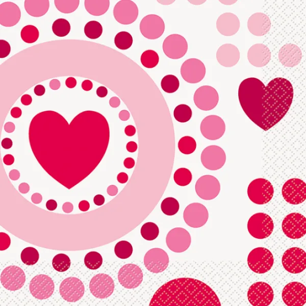 Badaboum Serviette En Papier Coeur Rouge Et Fuchsia X 16 Pi Ces