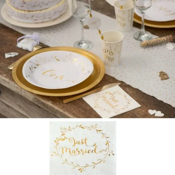 Badaboum Serviette En Papier Just Married Blanche X20