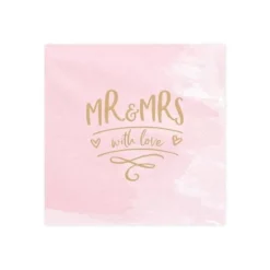 Badaboum Serviette En Papier Mr Mrs Rose X 20 Pi Ces