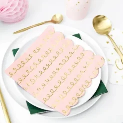 Badaboum Serviette En Papier Rose Avec Torsade Dor