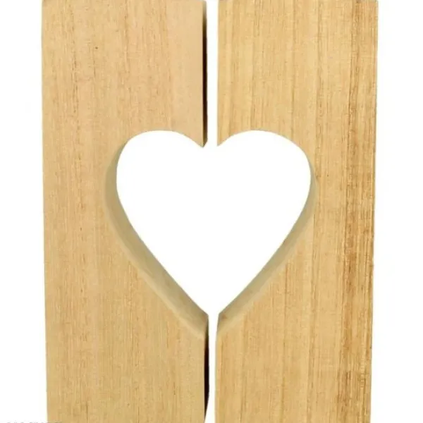 Badaboum Set De 2 Bougeoirs Coeur En Bois Naturel A D Corer