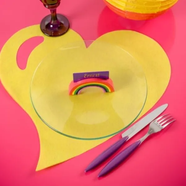 Badaboum Set De Table Coeur Pas Cher Jaune X 50 Pi Ces