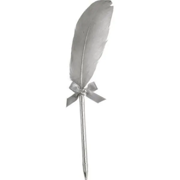 Badaboum Stylo Avec Plume Argent Pour Livre D'Or