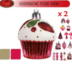 Badaboum Suspension De Sapin Noel Or Et Rouge X 4 Pi Ces Hot