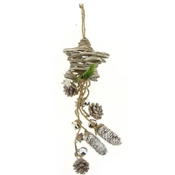 Badaboum Suspension Etoile En Bois Avec Pomme De Pin Online