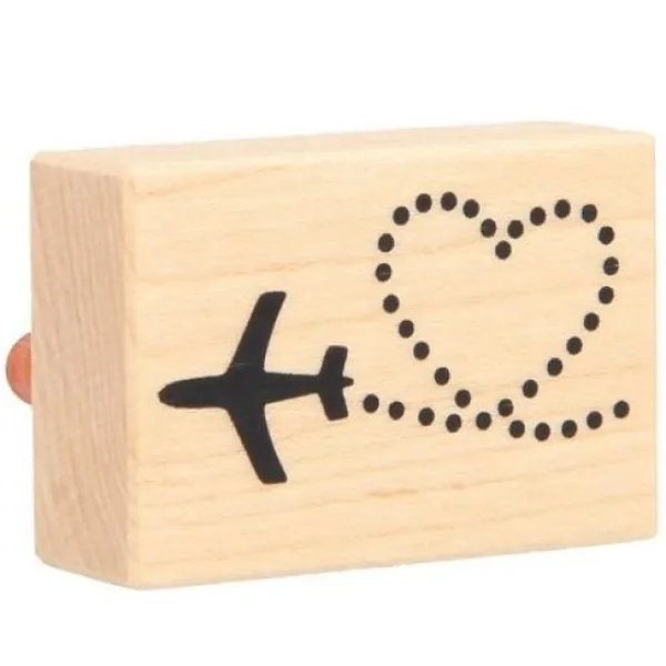 Badaboum Tampon Bois Coeur Avion