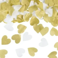 Badaboum Tube Confettis Coeurs Blanc Et Or 35Cm