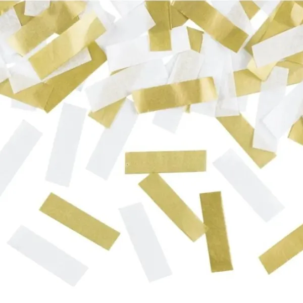 Badaboum Tube Confettis Rectangle Blanc Et Or 35Cm