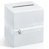 Urne Mariage Blanche Avec Dentelle Blanc Theme Dentelle