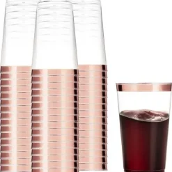 Badaboum Verre En Plastique Cristal Liser Rose Gold X 10 Pi Ces