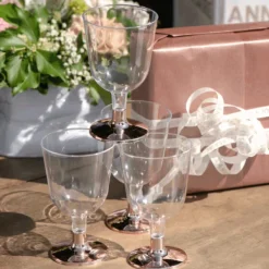 Badaboum Verre Pied En Plastique R Utilisable 15 Cl Rose Gold X6 Pi Ces